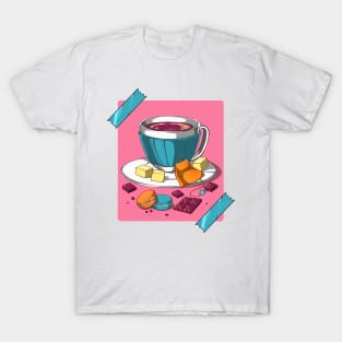 The teatime with some hot tea and sweets T-Shirt